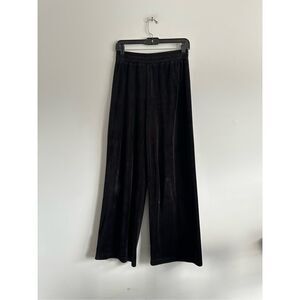 giannai bini wide leg crop pants velour velvet pull on elastic waistband black S